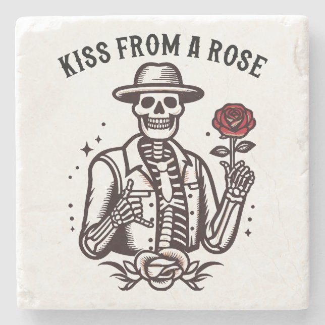 Porta-copo De Pedra Beijo de uma Rosa (Frente)