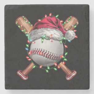 Porta-copo De Pedra Beisebol de Natal Papai Noel Esportes Natal Feriad