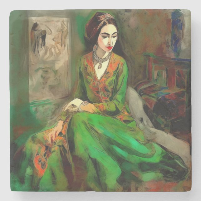 Porta-copo De Pedra Beleza em Verde (Frente)