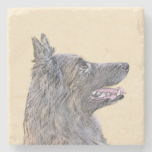 Porta-copo De Pedra Belgian Tervuren Painting - Cute Original Dog Art