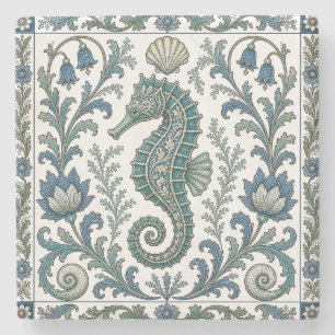 Porta-copo De Pedra Belo Cavalo-Marinho Antigo Ornamentado Vida Marinh