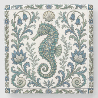 Porta-copo De Pedra Belo Cavalo-Marinho Antigo Ornamentado Vida Marinh