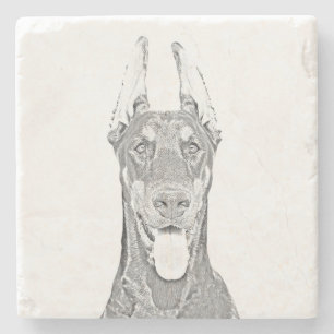 Porta-copo De Pedra Belo Lápis Doberman Pinscher Marble Porta copos
