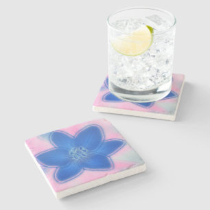 Porta-copo De Pedra Belo Neon Blue Lily Flower