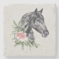 Belo Retrato de Cabeça de Cavalo Negro Aquarela