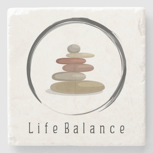 Porta-copo De Pedra Belo Símbolo de uma Vida Equilibrada (Frente)