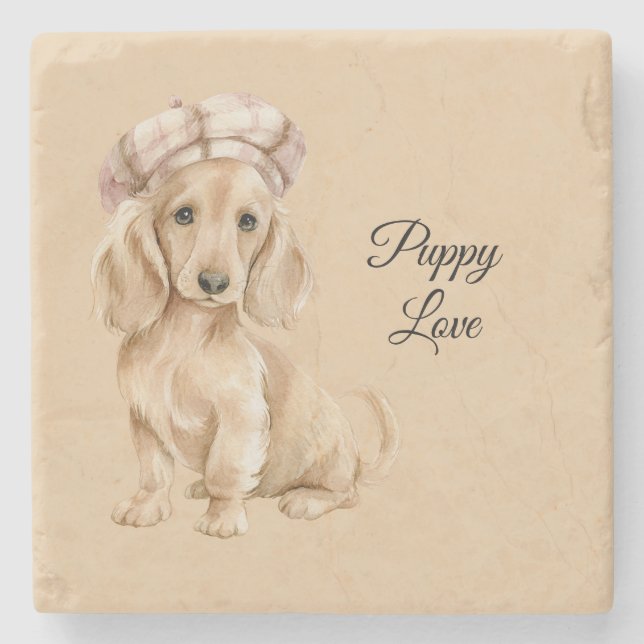 Porta-copo De Pedra Béret Amor de Cachorrinho (Frente)