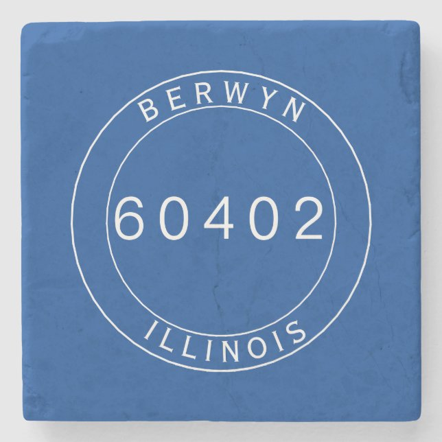 Porta-copo De Pedra Berwyn, Illnois Zip Code (Frente)