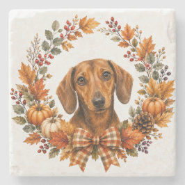 Porta-copo De Pedra Bibelira de Outono de Dachshund