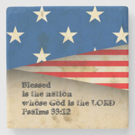 Porta-copo De Pedra Bíblia Verse Salms 33:12 Vintage USA Flag Porta co