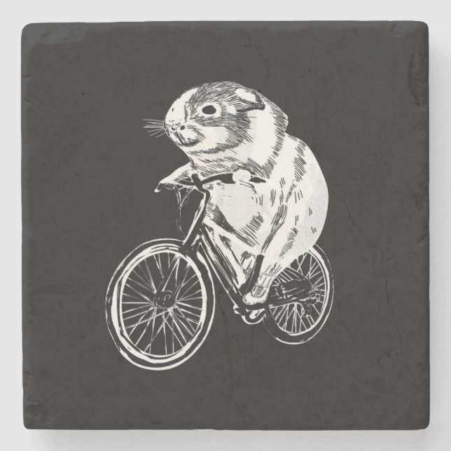 Porta-copo De Pedra Bicicleta de Porco Guineense com Esboço Bonito | P (Frente)
