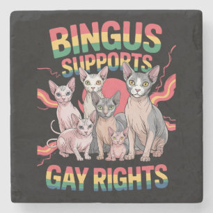 Porta-copo De Pedra Bingus Apoia os Direitos Gay Gato Sphynx Orgulho L