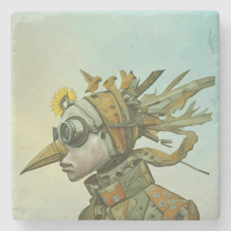 Porta-copo De Pedra Bird beak girl