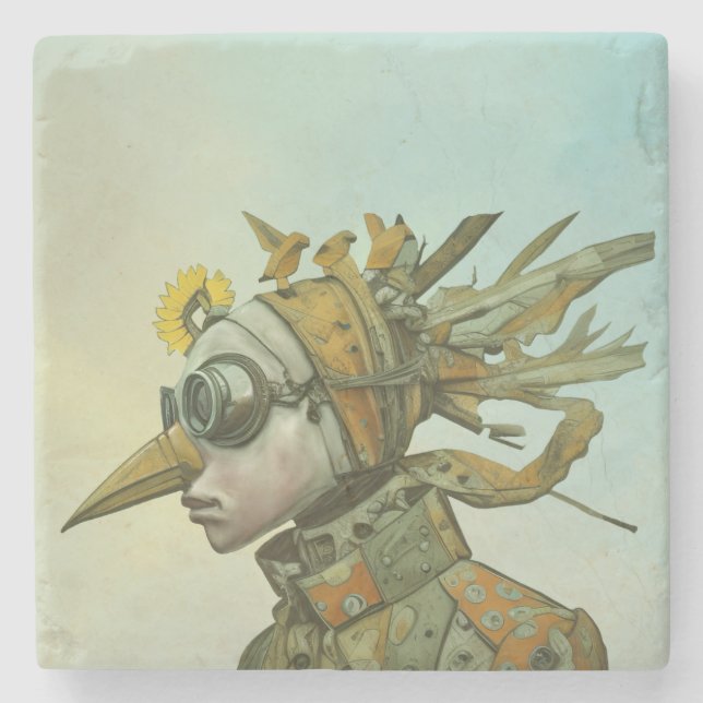 Porta-copo De Pedra Bird beak girl (Frente)