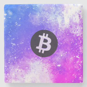 Porta-copo De Pedra Bitcoin Aquarela (Estilo 2 - Miami)