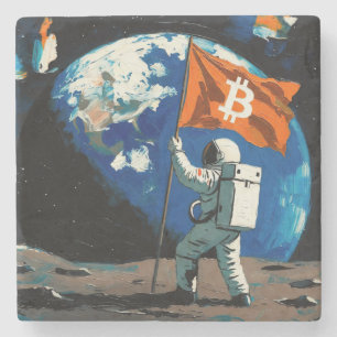 Porta-copo De Pedra "Bitcoin Lua" Pintura a Óleo #4
