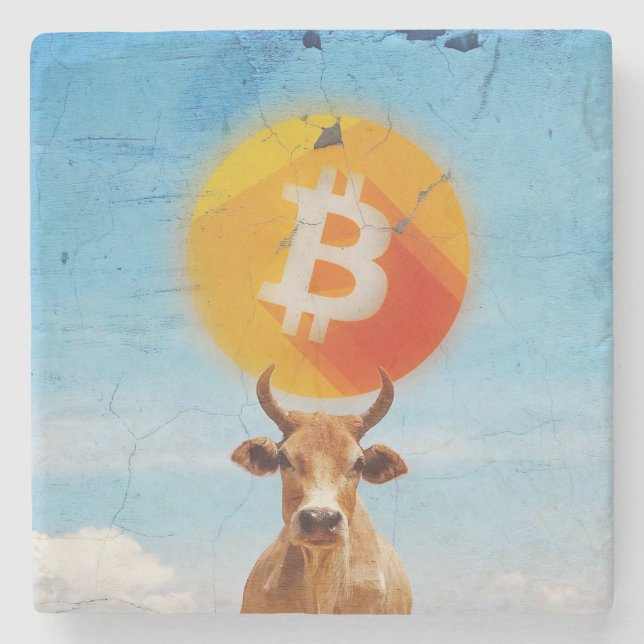 Porta-copo De Pedra Bitcoin Resilient Bull (Frente)