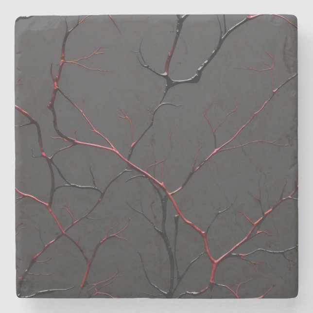 Porta-copo De Pedra Black and Red Veins (Frente)