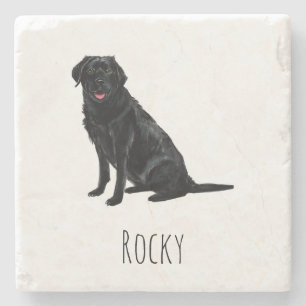 Porta-copo De Pedra Black Lab Marble Drink Coasters - Custom Dog Name