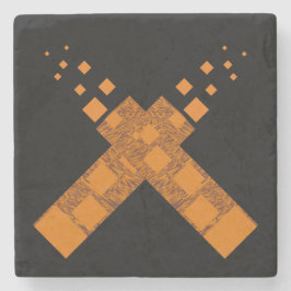 Porta-copo De Pedra Black Orange Dark Pagan Fire Art Cult Cross Gothic