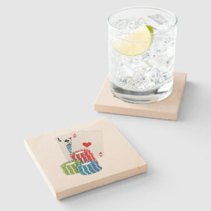 Porta-copo De Pedra Blackjack com Chips Poker