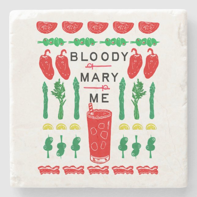 Porta-copo De Pedra Bloody Mary Stone Beber Coasters - Linocut (Frente)