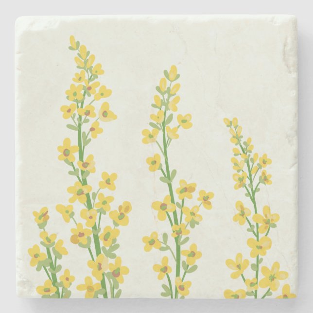 Porta-copo De Pedra Blooms Florais de Citrina Moderna Amarelo (Frente)