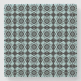 Porta-copo De Pedra Blue Black Checker Argyle Pattern