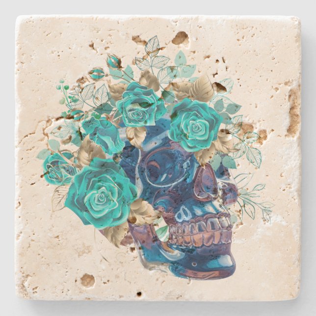 Porta-copo De Pedra Blue Bloom Requiem (Frente)
