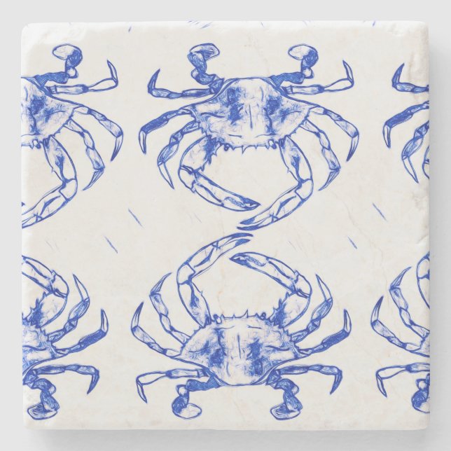 Porta-copo De Pedra Blue Crab Stone Coaster (Frente)
