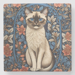 Porta-copo De Pedra Blue Eyed Siamese Cat William Morris Inspirou