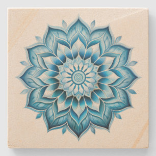 Porta-copo De Pedra Blue Mandala