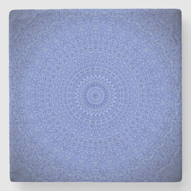 Porta-copo De Pedra Blue Mandala (Frente)