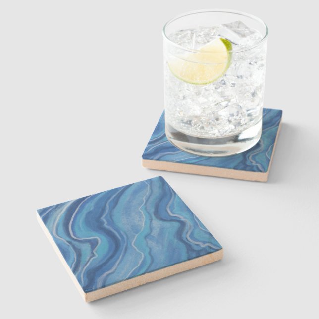 Porta-copo De Pedra Blue Marble Coaster  (Lateral)