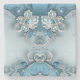 Porta-copo De Pedra Blue Ornate Floral Stone Coaster
