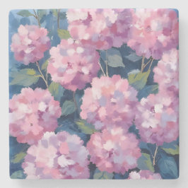 Porta-copo De Pedra Blush Pink Hydrangeas Floral