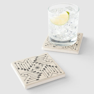 Porta-copo De Pedra Boho Arrows e Sun V12 Sq ID748