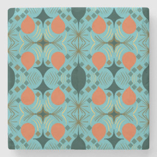 Porta-copo De Pedra Boho Geométrico Diamond Turquoise
