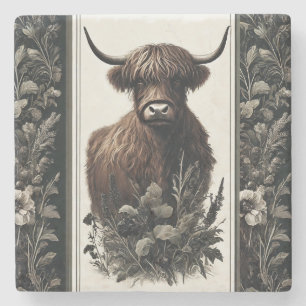 Porta-copo De Pedra Boho Highland Cow