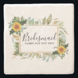 Porta-copo De Pedra Boho Sunflower Sage Greenery Casamento<br><div class="desc">Bonito cor d'água Amarelo Sunflower e folhas verdes sagas,  elementos verdes naqueles boho rústicos artigos de casamento que fazem parte de uma coleção maior.</div>
