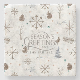 Porta-copo De Pedra Boho Twigs & Pinecone, ID de Natal 986