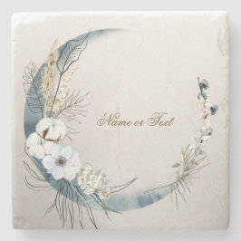 Porta-copo De Pedra Boho White Orchid Flores Blue Moon Elegant
