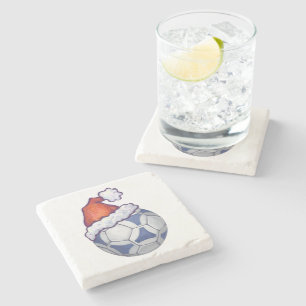 Porta-copo De Pedra Bola de Futebol Festivo Azul e Branco em Verde