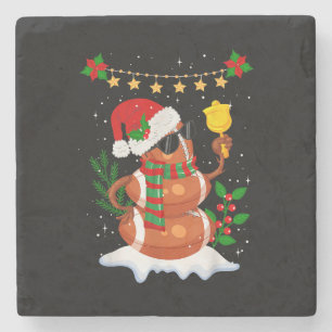 Porta-copo De Pedra Bola de futebol Snowman Santa Hat Feliz Natal