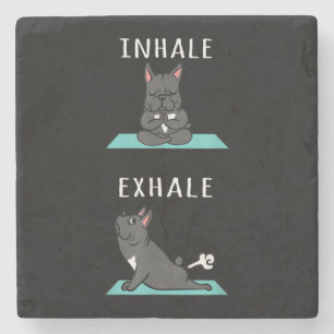 Porta-copo De Pedra Boletim Francês Yoga Inalar Exalar Cão Engraçad