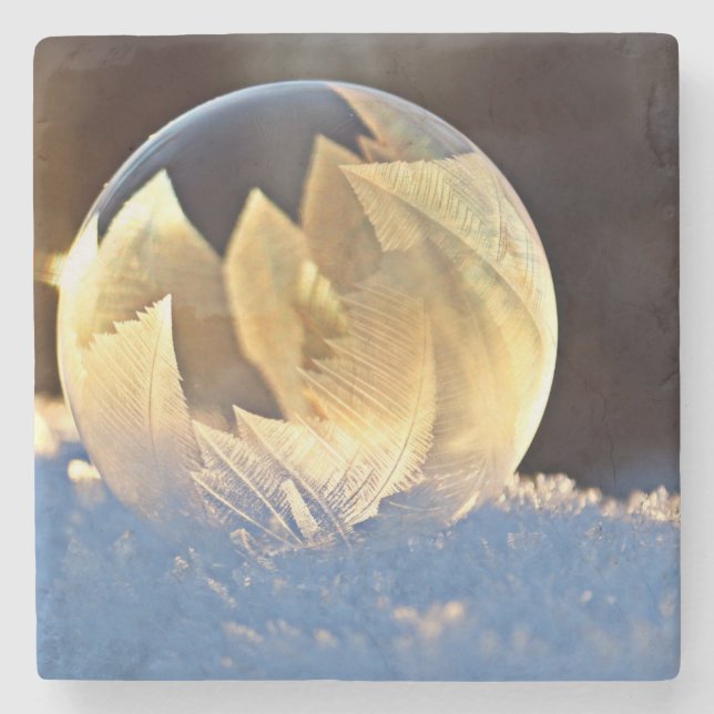 Porta-copo De Pedra Bolha de sabão na neve (Frente)