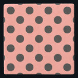 Porta-copo De Pedra Bolinhas pretas em pêssego<br><div class="desc">Bolinhas pretas em pêssego</div>