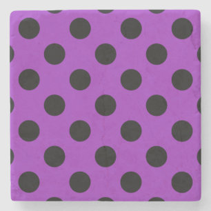 Porta-copo De Pedra Bolinhas pretas em roxo