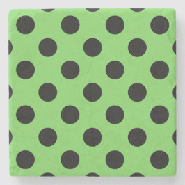 Porta-copo De Pedra Bolinhas pretas no verde limão