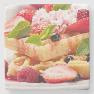 Porta-copo De Pedra Bolo do Waffle com fruta de baga fresca
